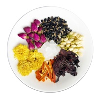 Coffret Cadeau de Sachets de Thé aux Fleurs – Emballage en Plastique PVC – Rose, Sucre de Roche, Baies de Goji Noires, Thé Floral Infusé à Froid – Frais et Sec