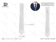 Cravatta in raso bianco da 7,5 cm, stile classico business, colore solido, per abbigliamento formale - Product Image 1