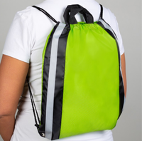 Sac à dos de sport réfléchissant en polyester avec cordon de serrage, sac de sport imperméable, logo personnalisé, sacs à cordon de serrage
