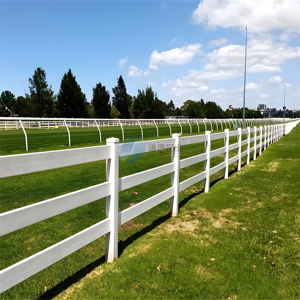 Valla de Rancho de Carreras de Caballos de PVC blanco flexible sólido, Tres rieles, cercado de PVC para carreras, puertas de enrejado, servicio de modelado 3D disponible - Product Image 5
