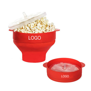 Cuenco de silicona para microondas para palomitas de maíz, paquete de 2, cuenco plegable de silicona para hacer Popper con mango con tapa, cuenco para palomitas - Product Image 1