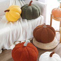 YUhongtoys 13.8 pouces orange foncé doux moelleux citrouille jeter oreiller mignon 3D citrouille en forme de peluche coussin coton PP coton automne