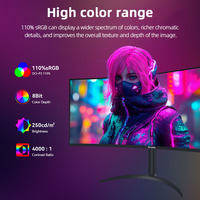 Monitor curvo para juegos de 34 pulgadas sin bordes, 2K/4K, 240Hz, 1ms de tiempo de respuesta, panel IPS LCD con altavoces integrados para computadora de escritorio