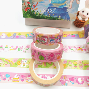 Băng Dính Giấy Mặt Nạ <span class=keywords><strong>Washi</strong></span> Giấy Bạc Vàng Hồng Dễ Thương In Hình Kawaii Dễ Thương Bán Sỉ Băng Dính <span class=keywords><strong>Washi</strong></span> Nhật Bản - Product Image 5