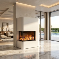 Cheminée Linéaire Moderne en Acier à Ventilation Directe avec Effet de Flamme LED, Chauffage Électrique Mural de 40 à 100 Pouces pour Hôtels/Villas
