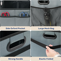 Organisateur de coffre de voiture avec couvercle, tissu Oxford 600D, boîte de rangement pliable avec base antidérapante pour SUV, camion, véhicule