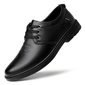 Men's Leather Shoes Black Soft Sole Business Casual Lace Up <b>Office</b> Dress Shoes - Product Image 5