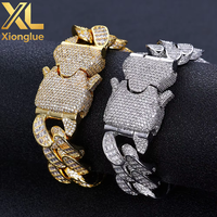 Pulseras Cubanas Gruesas Unisex, Chapadas en Oro de 14K, Aleación de Cobre de 0.3mm, Engaste de Garra, 6 Filas de Cadenas de Circonitas, Estilo Hip Hop