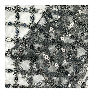 चीन बनाने वाली कढ़ाई मोती ब्रोकेड पॉलिएस्टर कपड़े बुना हुआ बीड पाइप कढ़ाई लड़कों की शादी की पोशाक के लिए नेट कपड़े - Product Image 6