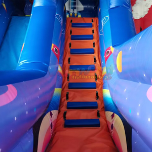 Giant outdoor events aire de jeux gonflable stunt jump with slide inflatable space <b>playground</b> - Product Image 5