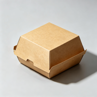 Boîte à hamburger personnalisée avec logo, papier kraft de qualité alimentaire, emballage pour hamburger, jetable, vente en gros, écologique
