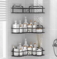 Étagère d'angle murale sans perçage pour salle de bain, panier de rangement métallique pour douche, sans perçage, pour salle de bain et cuisine