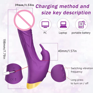 Vibromasseur Lapin Rose pour Femmes, 10 Fréquences, Rechargeable, Point G, Dildo, Masseur AV, Stimulation Adulte, Masturbateur Clitoridien - Product Image 4