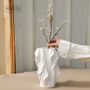 Merlin Living Vaso De Impressão 3D Forma Irregular Vaso Grande Nórdico Home Decor Vaso Chaozhou Fábrica De Cerâmica Custom Atacado OEMODM