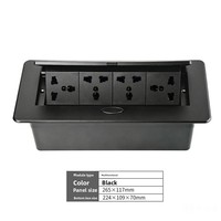 Enchufe de Mesa para Conferencias de Alta Gama, Enchufe Empotrado Multiusos de Tres Orificios con 5 Tomas de Corriente, Negro, EU/UK/US