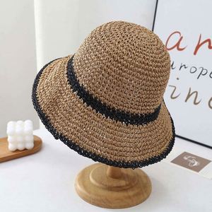 Summer Sun Protection Women Beach Paper Handmade <b>Straw</b> Bucket <b>Hats</b> - Product Image 4