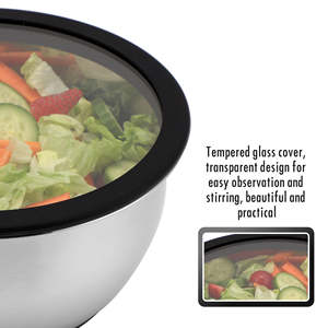 Set di <span class=keywords><strong>Ciotole</strong></span> <span class=keywords><strong>in</strong></span> <span class=keywords><strong>Vetro</strong></span> <span class=keywords><strong>Trasparente</strong></span> OEM con Coperchi, <span class=keywords><strong>Ciotole</strong></span> <span class=keywords><strong>in</strong></span> Acciaio Inox, 5 Pezzi con Base Antiscivolo <span class=keywords><strong>in</strong></span> Silicone, Colore Personalizzabile - Product Image 3