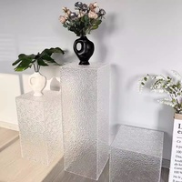 Support de table carré en acrylique à motif pierre, taille et couleur personnalisables, idéal pour buffet et présentation alimentaire (logo personnalisé) - Vente chaude
