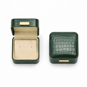 Boîte à boucles d'oreilles de luxe personnalisée en cuir PU rigide avec charnière, insert floqué, impression de logo personnalisé, prix de gros - Product Image 3