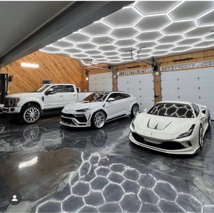 Lampes murales hexagonales LED 6000k, source COB, corps en PC, <span class=keywords><strong>pour</strong></span> <span class=keywords><strong>garage</strong></span>, plafond, bureau, hôtel, ateliers, alimentation secteur - Product Image 4