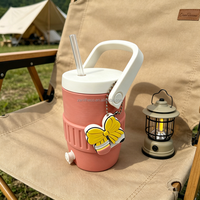 Glacière en plastique écologique de 12 oz avec robinet, paille et poignée de transport pour boissons chaudes/froides
