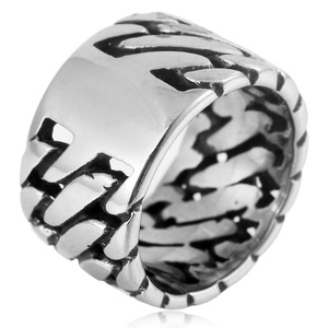 yunnique Men's Stainless Steel Chain <b>Ring</b> Geometric Design <b>Silver</b> Color Fashion Jewelry Gift Occasion - Product Image 1