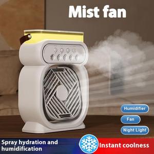 <b>Mini</b> Portable Air <b>Cooler</b> Fan USB Rechargeable 3 Speed Mist Spray Fan 450ml Water LED Color Light - Product Image 4