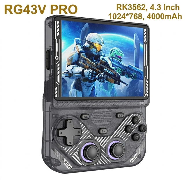 RG43V Pro Handheld Game Console 4000mah 4.3inch 64GB with Games Video Game CPU RK3562 Supports Wifi Linux System for Gift