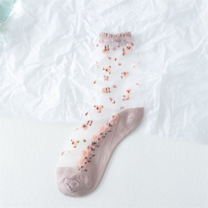 Medias de Verano Finas para Mujer, con Diseño Jacquard de <span class=keywords><strong>Flores</strong></span>, Fibra de Vidrio, Base de Algodón Transpirable, Malla Transparente, Marca Privada - Product Image 6