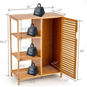 خزانة تخزين مخصصة من الخيزران مع 4 رفوف وباب مغناطيسي - Product Image 6
