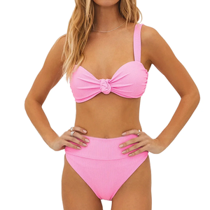 Nouveau personnalisé ODM 2 pièces Bikini ensemble devant <span class=keywords><strong>noeud</strong></span> haut côtelé taille haute <span class=keywords><strong>maillot</strong></span> <span class=keywords><strong>de</strong></span> <span class=keywords><strong>bain</strong></span> pour femmes maillots <span class=keywords><strong>de</strong></span> <span class=keywords><strong>bain</strong></span> maillots <span class=keywords><strong>de</strong></span> <span class=keywords><strong>bain</strong></span> - Product Image 2