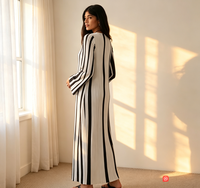 Robe longue à rayures verticales pour femmes, robe plissée ample pour femmes grandes tailles, robe décontractée pour femmes pour les vacances
