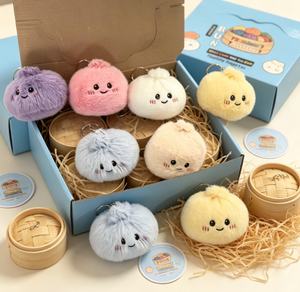 En gros, Porte-clés en peluche mignon en forme de boulette vapeur, Pendentif en peluche figurine alimentaire Kawaii, Breloque de sac Baozi colorée pour décoration de sac à dos - Product Image 3