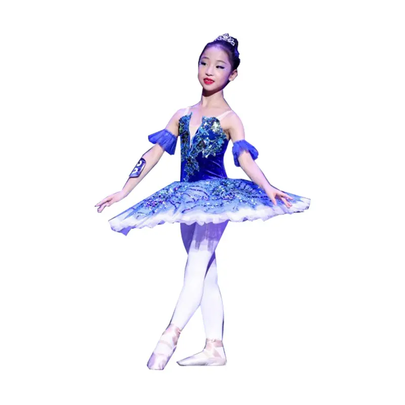 Блестящее балетное платье-пачка с блестками для девочек, танцевальный костюм с лебедем, озером