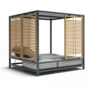 <span class=keywords><strong>Lit</strong></span> de repos extérieur de luxe <span class=keywords><strong>en</strong></span> <span class=keywords><strong>bois</strong></span> de teck avec auvent Lits cabanes de piscine <span class=keywords><strong>en</strong></span> métal durable pour hôtels - Product Image 5