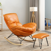 Fauteuil à bascule en tissu orange imperméable de style nordique avec repose-pieds, fauteuil inclinable moderne pour salon, chambre à coucher, extérieur