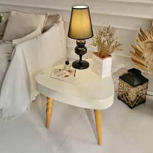 INNOVA Home Living Room Modern European Design White Solid Wood Decorative Side Coffee Table with 3 <b>Legs</b> - Product Image 4