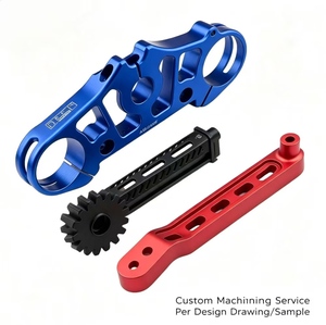 Componentes de Aluminio Anodizado Mecanizados por CNC |   Abrazadera triple superior para motocicleta, barra deslizante de engranajes y soporte de palanca ajustable, pieza personalizada - Product Image 1