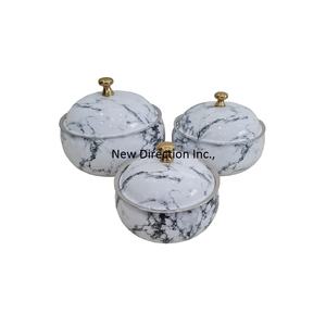 Ensemble de 3 casseroles de finition en émail blanc servant une marmite chaude pour la restauration utilisée en acier inoxydable - Product Image 6