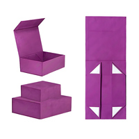 Vente en gros de tissu velours de qualité supérieure une pièce boîte cadeau magnétique rigide pliable de différentes couleurs boîte de logo d'estampage personnalisée pour la promotion
