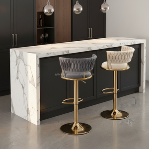 Tabourets de <span class=keywords><strong>bar</strong></span> <span class=keywords><strong>vintage</strong></span> de couleur or avec dossier réglable et repose-pieds, chaises de salle à manger à hauteur de comptoir, petit siège pour la cuisine - Product Image 6