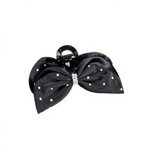 Lazo de Pelo Francés Retro Romántico de Doble Cara con Puntos de Polka y Cristales, Elegante y Brillante, de Alta Gama para Mujer - Product Image 1