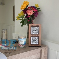 QR001 Placa Personalizada de Acrílico o Madera para Mesa con Código QR de Facebook, Letrero de Belleza, Letrero Comercial para Redes Sociales con Soporte