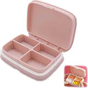 Travel Portable 1 Week 7 Days 4 Compartments Per Case Round Pill Box Medicine Cases