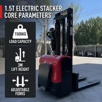 Chariot élévateur électrique compact et fiable WGZN, capacité 1500 kg, hauteur de levage 3 m, batterie lithium 48 V, haute efficacité, garantie 2 ans