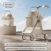 Poussette pliable légère pour animaux de compagnie avec porte-bébé amovible, chariot de promenade portable pour petits chiens, chats et chiots