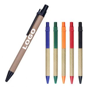 Custom School Office Promotional Stationery Gift <b>Pens</b> Eco-Friendly Kraft Paper Tube <b>Retractable</b> Ballpoint <b>Pens</b> With Plastic Clip - Product Image 1