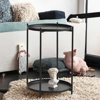 Table basse circulaire moderne en métal avec rangement, petite table d'appoint pour salon et chambre, plateau de canapé
