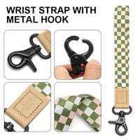 OEM ODM Groothandel Geruite Plaid Telefoon Polsbandje Patch Korte Handriem Afneembare Metalen Haak Polsbandje
