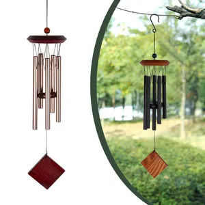 Personalizado Impresso Calmante Tones Melódicos Artístico Simpatia De Madeira Pet Memorial Vento Chimes Ao Ar Livre Jardim Pátio Varanda Home Model